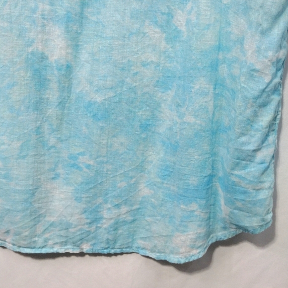 Time and Tru Sleeveless Button-Down Linen Shirt Women's XXXL Blue Tie Dye Retro - Picture 9 of 11